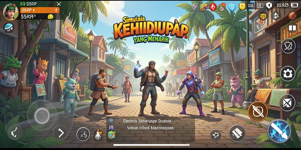 Screenshot menunjukkan karakter dalam gameplay simulasi 55RP yang menarik.