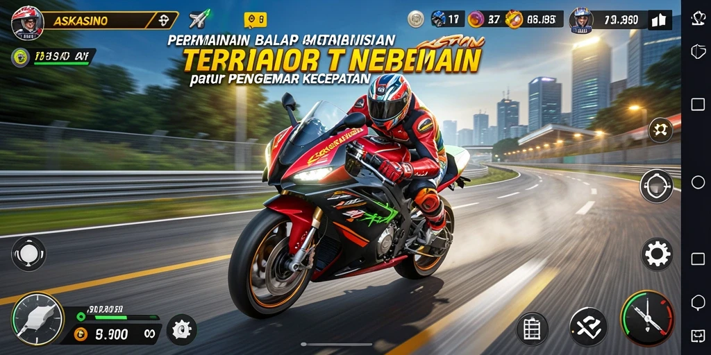Gameplay seru dari ASKASINO saat balap motor di lintasan.
