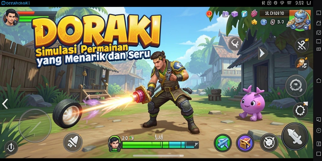 Tangkapan layar DORAHOKI menunjukkan gameplay seru dalam simulasi karakter.