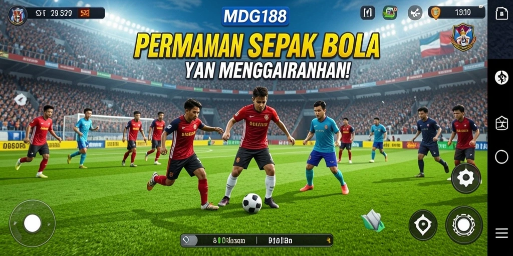 Tangkapan layar gameplay MDG188 yang menegangkan di lapangan sepak bola.