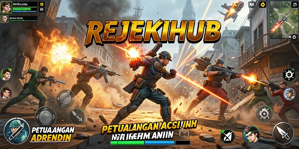 Tangkapan layar gameplay <strong>REJEKIHUB</strong> menampilkan aksi pertempuran yang intens.