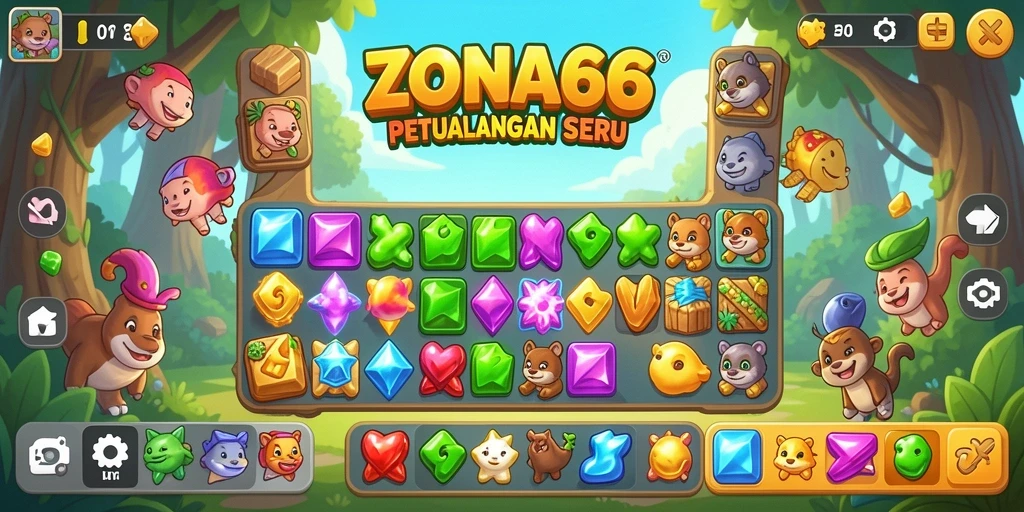 Gameplay seru ZONA66 dengan tantangan Match-3 yang menarik.
